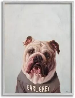 Stupell Home Decor English Bulldog in Earl Grey Tea Shirt Dog Pun Wall Art, 16X20