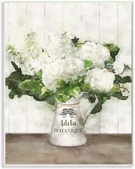 Stupell Home Decor Farm Fresh White Florals in Antique Milk Pitcher Wall Art, 13X19