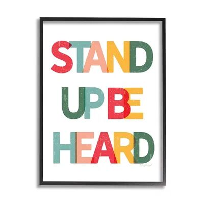 Stupell Home Decor Stand Up Be Heard Framed Wall Art, White, 16X20