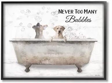 Stupell Home Decor Never Too Many Bubbles Quote Family Pet Dog Bath Wall Art, White, 16X20