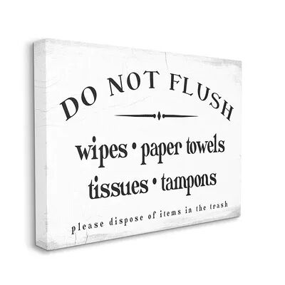 Stupell Home Decor Don't Flush Disposable Garbage Items Bathroom Sign Wall Decor, White, 30X40