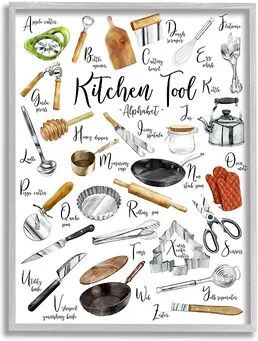 Stupell Home Decor Kitchen Tool ABC Chart Framed Wall Art, Multicolor, 24X30