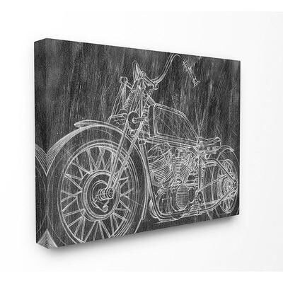 Stupell Home Decor Black and White Motorcycle Sketch Canvas Wall Art, Multicolor, 30X40
