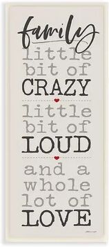 Stupell Home Decor Little Bit of Crazy Whole Lot of Love Wall Plaque Art, Multicolor, 7X17