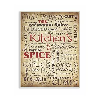 Stupell Home Decor Kitchen Spice Typography Plaque Wall Art, Multicolor, 12.5X18.5