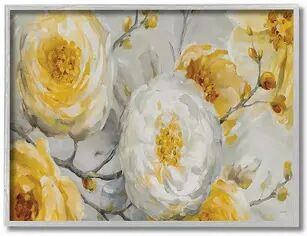 Stupell Home Decor Flower Blossoms Gray Framed Wall Art, Yellow, 11X14