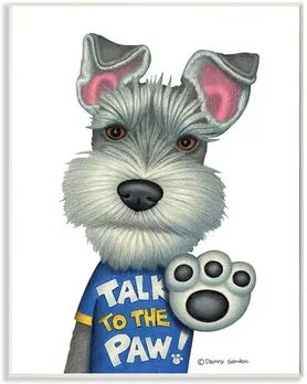 Stupell Home Decor Sassy Scotty Dog 'Talk to the Paw' Quote Family Pet Wood Wall Art, White, 10X15