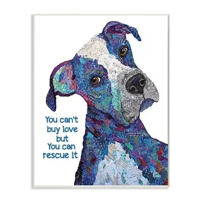 Stupell Home Decor You Can Rescue Love Colorful Pet Dog Wall Art, Blue, 13X19