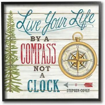 Stupell Home Decor Rustic Live Your Life by Compass Adventure Quote Wall Art, White, 12X12