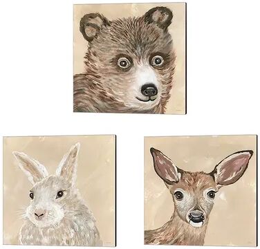 Metaverse Art Bear Bunny & Deer 3-piece Canvas Wall Art Set, Brown, 10X10