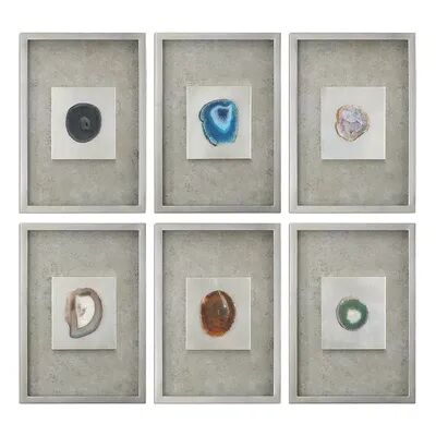 Uttermost Agate Stone Shadow Box Framed Wall Art 6-piece Set, Multicolor, Small