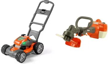 Husqvarna Battery Powered Kids Toy Lawn Mower + Toy Weed Trimmer with Sounds, Drk Orange