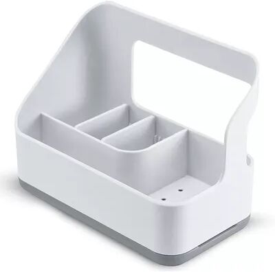 Cheer Collection Kitchen Sink Sponge Organizer with Drip Tray, White