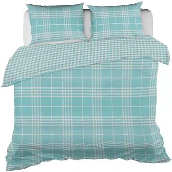 Cenports Banbury Plaid Turquoise Blue Plaid Reversible Duvet Cover Set King with 2 Pillow Shams, Brt Blue