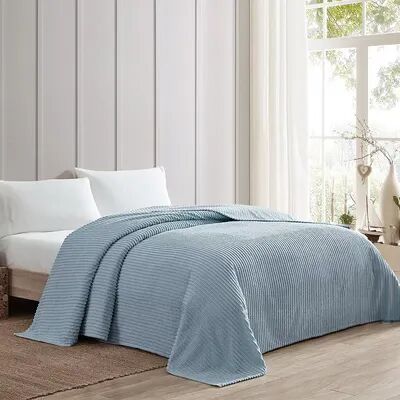Beatrice Home Fashions Channel Chenille Bedspread or Sham, Blue, Queen