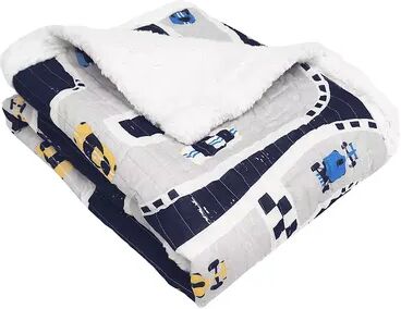 Lush Decor Car Tracks Sherpa Throw, Blue