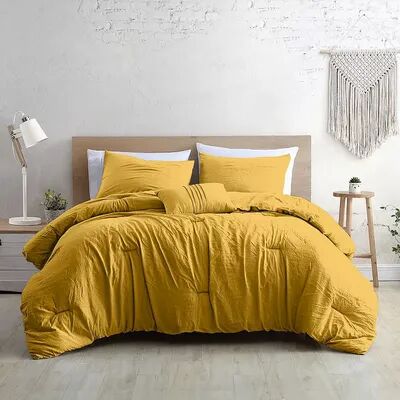 Modern Threads Beck Comforter Set with Coordinating Throw Pillow, Yellow, Queen