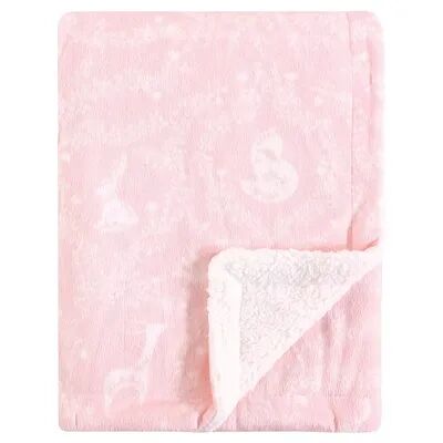 Yoga Sprout Baby Girl Mink and Sherpa Plush Blanket, Lace Garden, One Size, Med Pink
