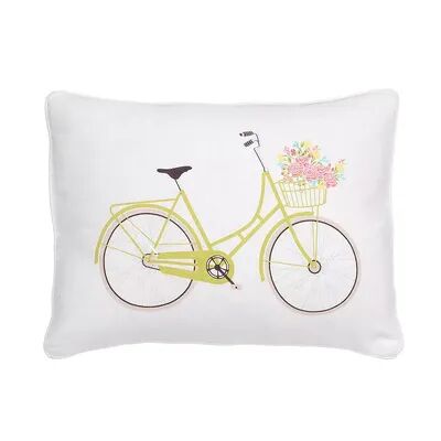 Levtex Vintage Rose Garden Bicycle Throw Pillow, White, Fits All