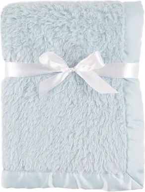 Hudson Baby Infant Boy Sherpa Plush Blanket with Satin Binding, Powder Blue, One Size, Brt Blue