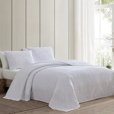 Beatrice Home Fashions Channel Chenille Bedspread or Sham, White, Std Sham