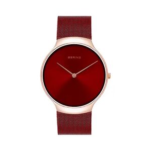 BERING Men's Charity Rose Gold Stainless Steel Red Mesh Watch - 13338-CHARITY, Size: Medium