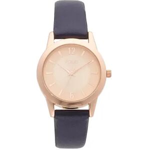 Folio Women's Rose Gold Tone & Navy Strap 3 Hand Watch, Size: Medium, Blue