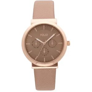 Folio Women's Rose Gold Tone & Taupe Strap Watch, Size: Medium, Beig/Green