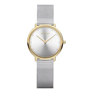 BERING Women's Ultra Slim Two-Tone Stainless Milanese Bracelet Watch, Size: Small, Silver