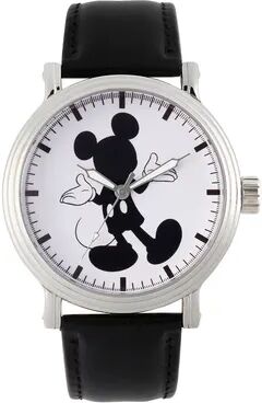 Disney s Mickey Mouse Men's Vintage Leather Watch, Size: Large, Black