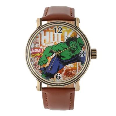 Marvel's The Hulk Men's Vintage Gold Tone Watch, Size: Large, Brown