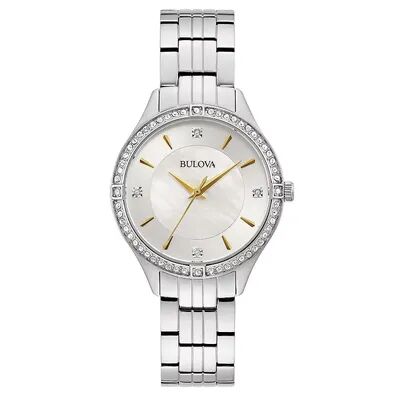 Bulova Women's Crystal Stainless Steel Bracelet Watch - 96L282, Size: Medium, Silver