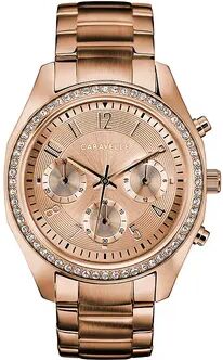 Caravelle by Bulova Women's Crystal Stainless Steel Chronograph Watch - 44L240, Size: Medium, Pink