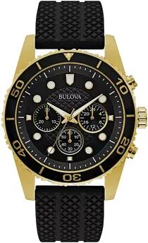 Bulova Men's Gold Tone Stainless Steel Chronograph Watch - 98A191, Size: Large, Black