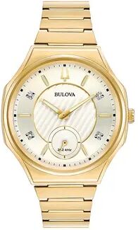 Bulova Women's CURV Gold Tone Stainless Steel Diamond Accent Watch - 97P136, Size: Large