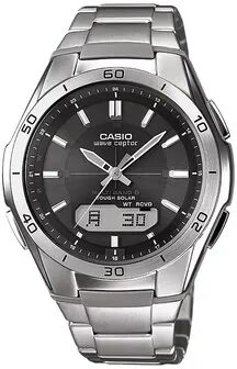 Casio Men's Wave Ceptor Stainless Steel Analog & Digital Atomic Watch - WVAM640D-1A, Grey