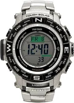 Casio Men's PRO TREK Triple Sensor Titanium Digital Atomic Solar Watch - PRW3500T-7CR, Grey