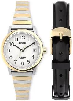 Timex Women's Easy Reader Two Tone Expansion Band Watch & Leather Strap Set - TWG030200JT, Size: Small, Multicolor