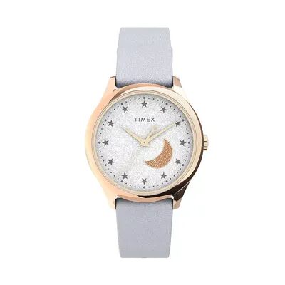 Timex Women's Celestial Leather Strap Watch - TW2V49400JT, Size: Medium, Grey