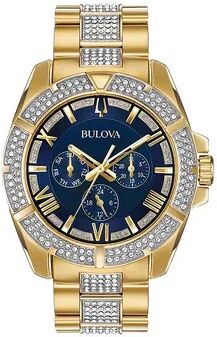 Bulova Men's Crystal Stainless Steel Watch - 98C128, Size: Large, Yellow