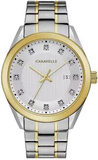 Caravelle by Bulova Men's Crystal Accent Two Tone Stainless Steel Watch - 45B154, Size: Large, Multicolor