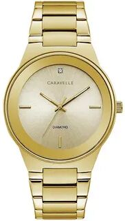 Caravelle by Bulova Men's Diamond Accent Stainless Steel Watch - 44D100, Size: Large, Gold