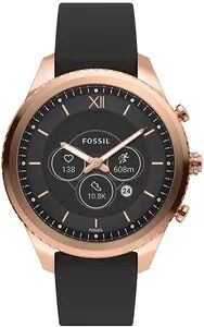 Fossil Women's Hybrid Black Leather Strap Smart Watch, Large