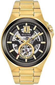 Bulova Men's Stainless Steel Automatic Skeleton Watch, Yellow