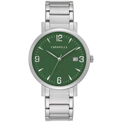 Caravelle by Bulova Men's Stainless Steel Watch with Green Dial - 43A155, Size: Large, Silver