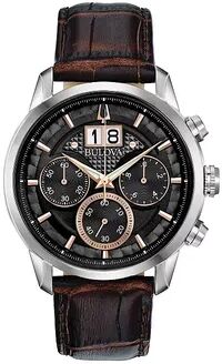 Bulova Men's Sutton Leather Chronograph Watch - 96B311, Size: Large, Brown