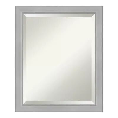 Amanti Art Brushed Vista Framed Bathroom Vanity Wall Mirror, Silver, 31X25