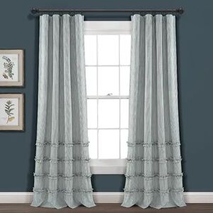 Lush Decor 2-pack Vintage Stripe Yarn Dyed Cotton Window Curtains, Dark Blue, 40X95