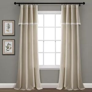 Lush Decor 2-pack Linen Lace Window Curtains, Dark Grey, 38X84