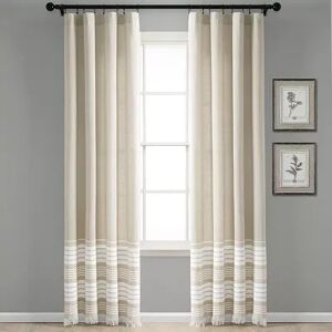 Lush Decor 2-pack Nantucket Yarn Dyed Cotton Tassel Fringe Window Curtains, Dark Brown, 40X95